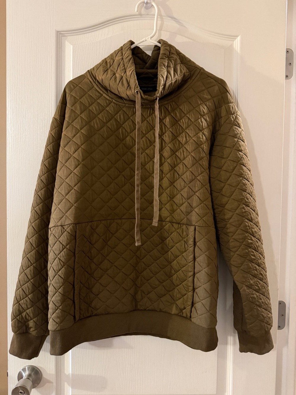 Quilted Hoodie Sweatshirt — Olive Green